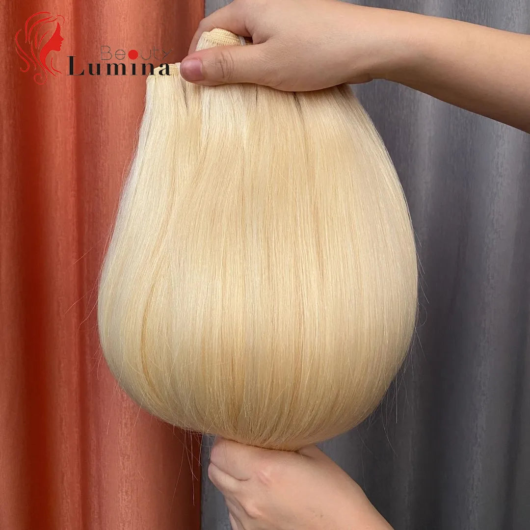 Honey Blonde Super Double Drawn Hair Bundles Deal Blonde 613 Hair Weave Bundles Brazilian 100% Human Hair Extensions