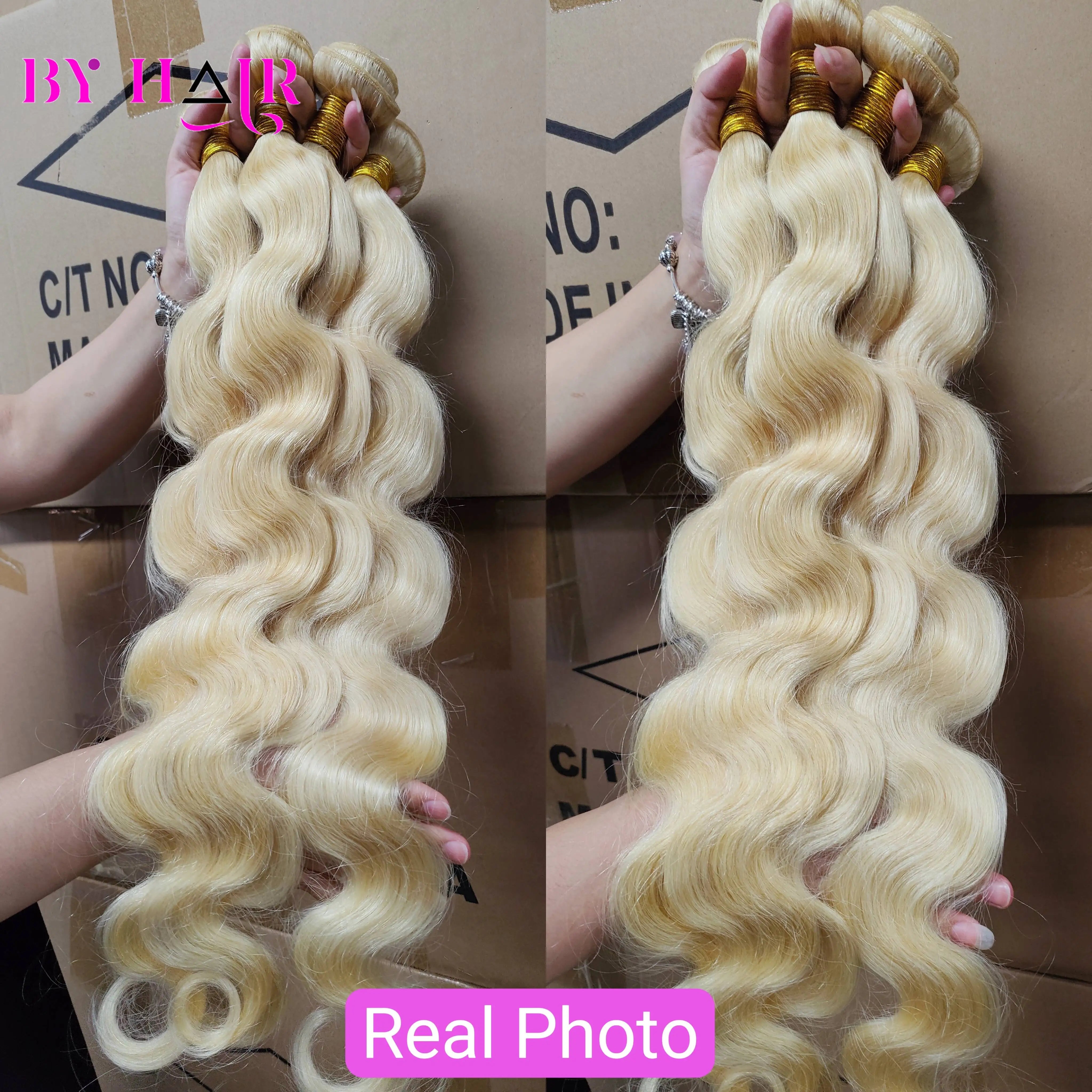 Color Blonde 613 Bundles Peruvian Hair Honey Blonde Body Wave Bundles Raw Human Hair 32 inches Hair Extensions Tuneful Hair 613