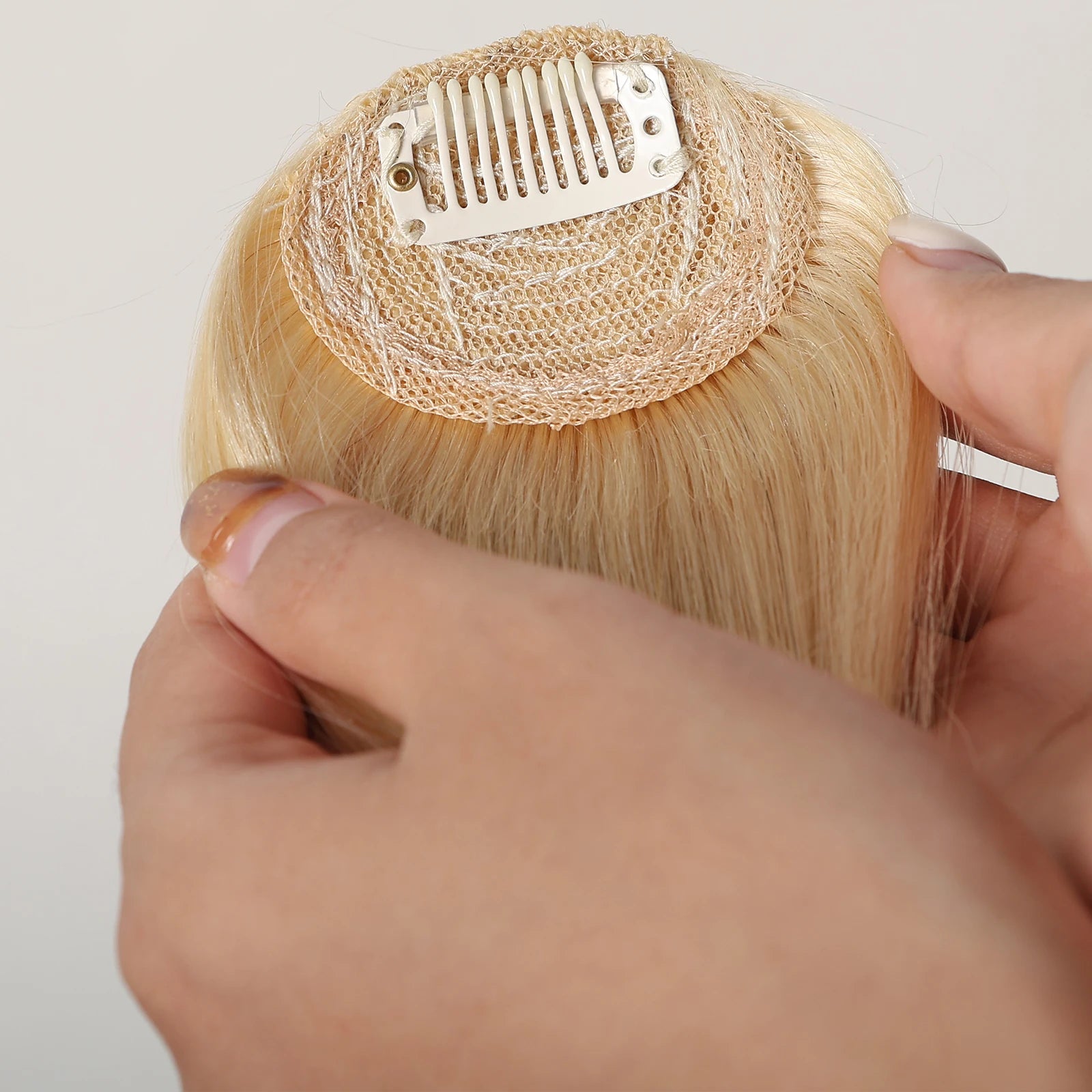 100% Human Blond Hair Bangs Platinum Wispy Bang Hair Clip in Bangs Fringe With Temples Hairpiece For Women Clip on Air Bang